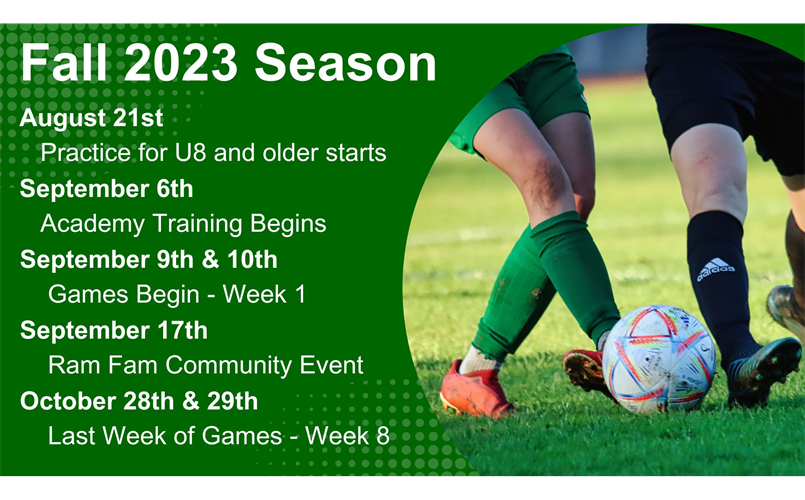 Fall 2023 Season Dates
